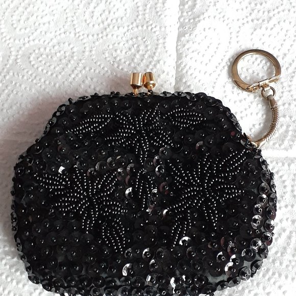 Black Beaded change purse - Picture 1 of 2